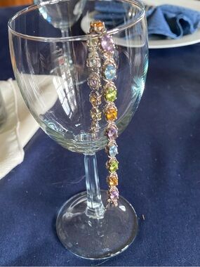 Multi-Color Gemstone Link Bracelet - Women Jewelry